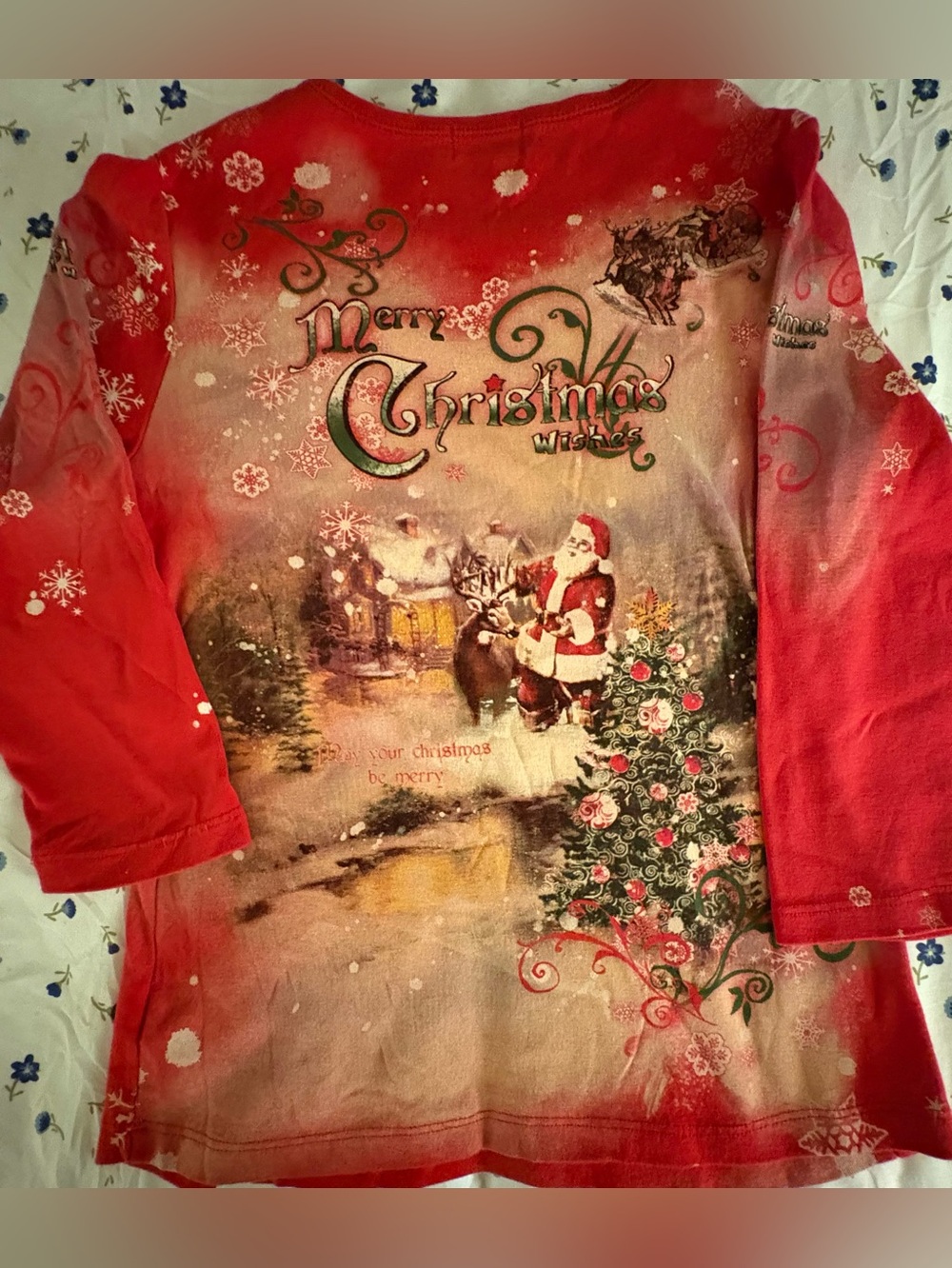 Studio Gem Vintage 90s/Y2K
Rhinestone Merry Christmas Tee Holiday Red Small